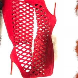NWOB Red Caged Boots   Size 9